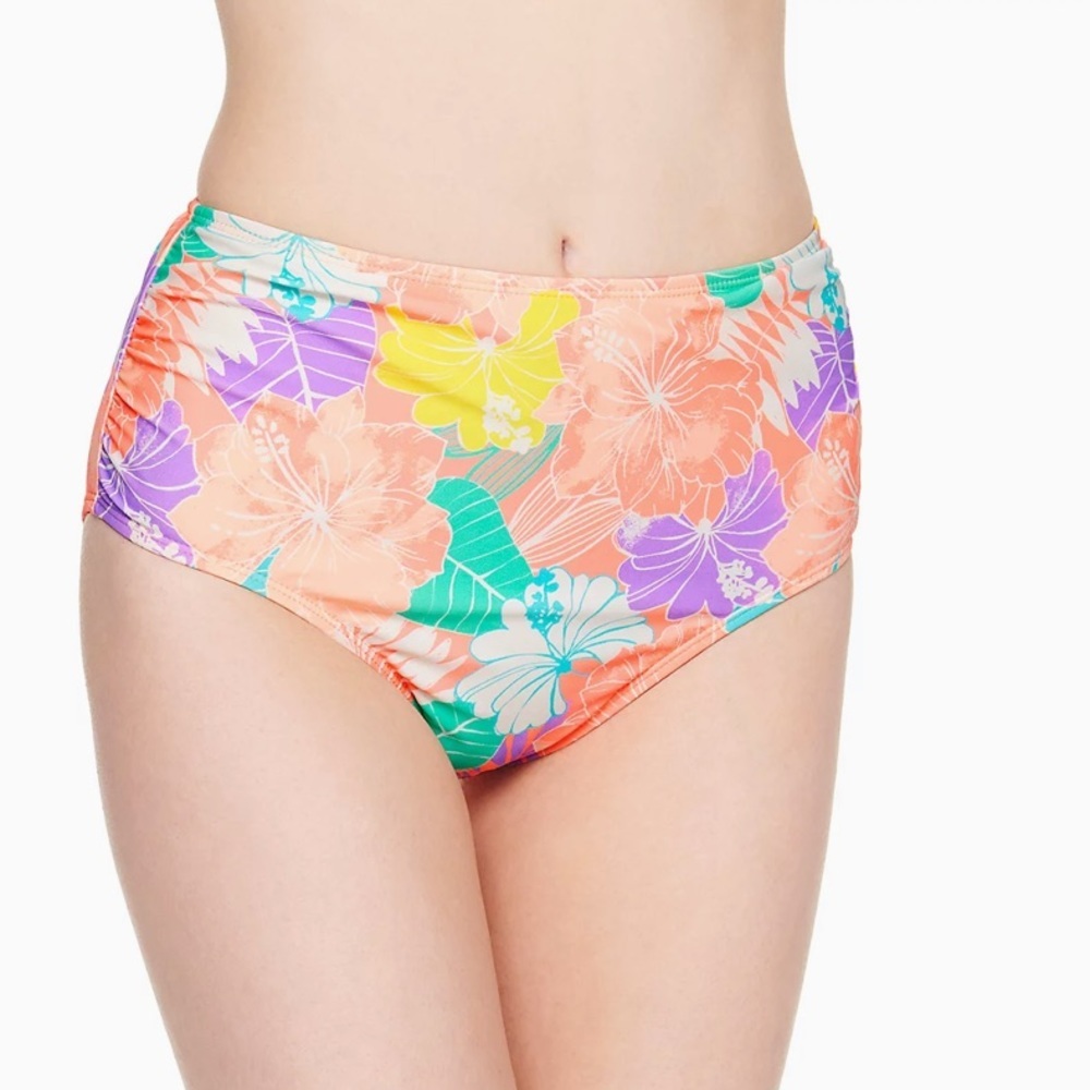 Juniors' SO® Floral Ruched High-Waist Swim Bottoms